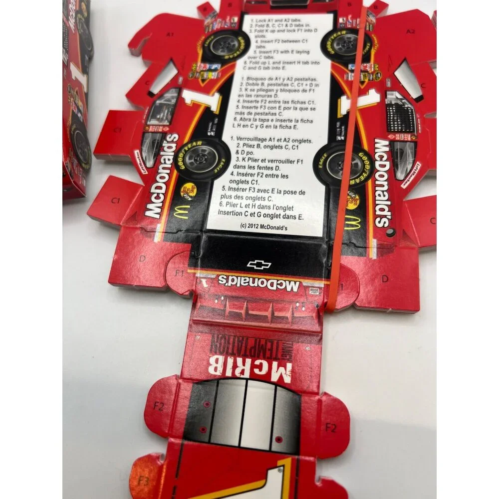McDonald’s 2012 Promotional McRib Cardboard Build Your Own Race Car Lot of 9 New
